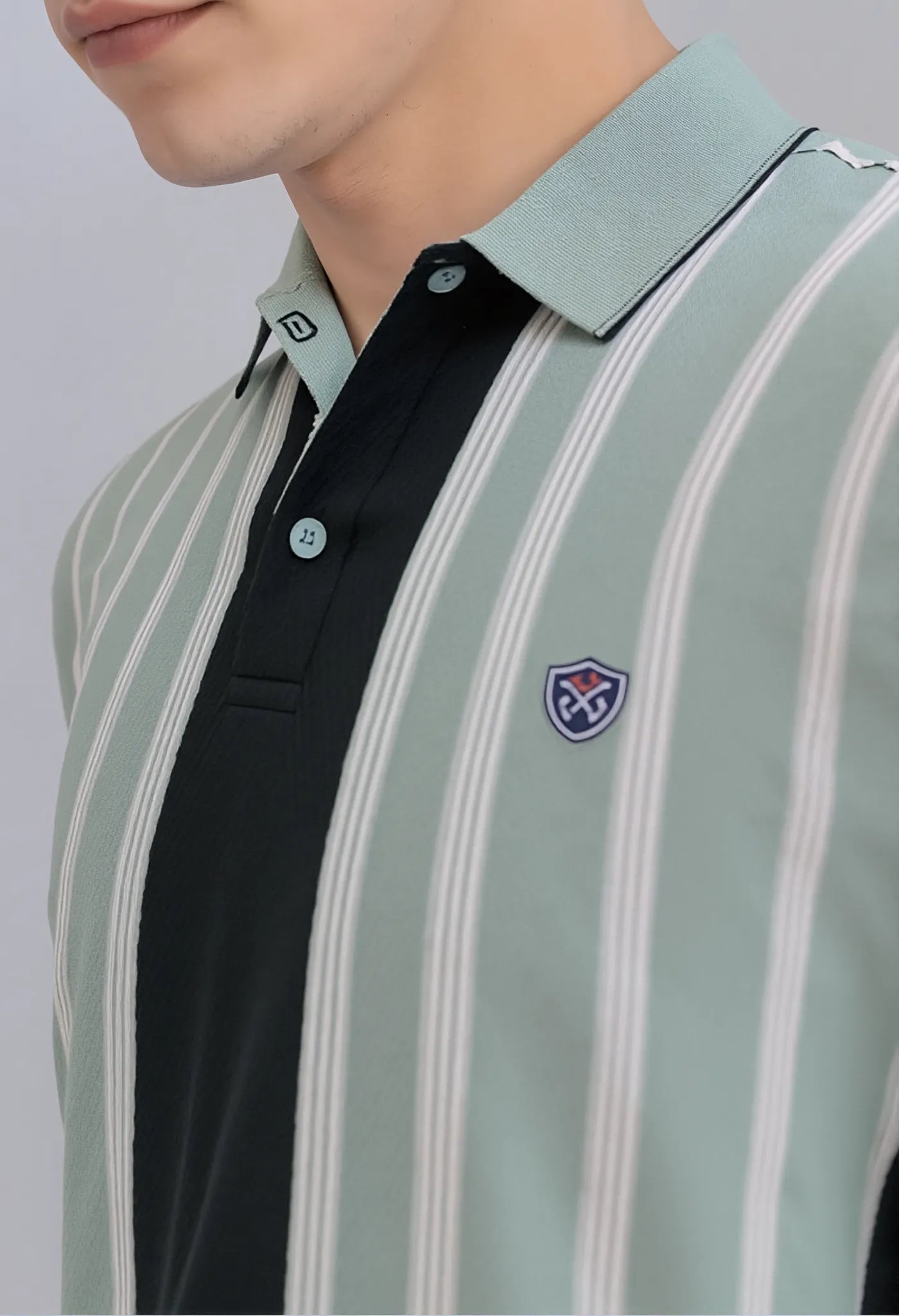 Textured Vertical Stripe Polo