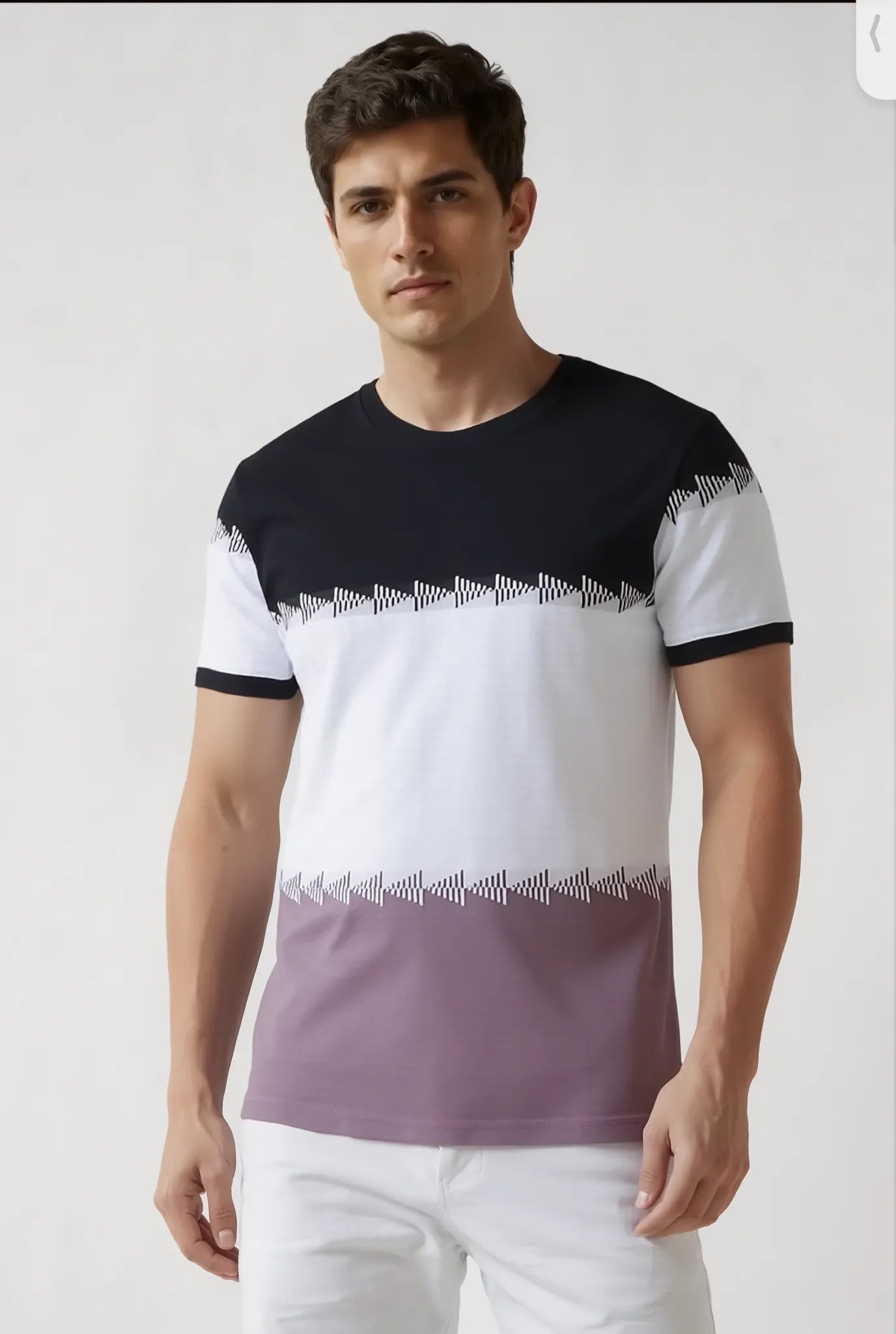 Textured Stripe Round Neck