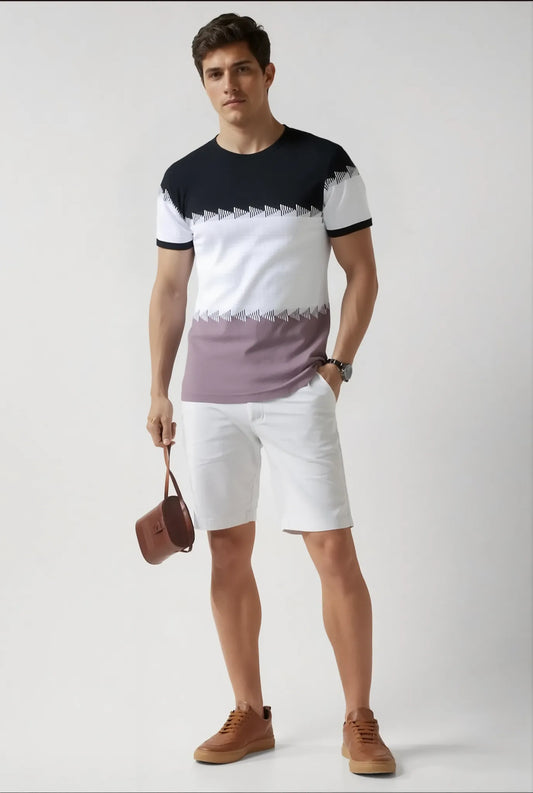 Textured Stripe Round Neck