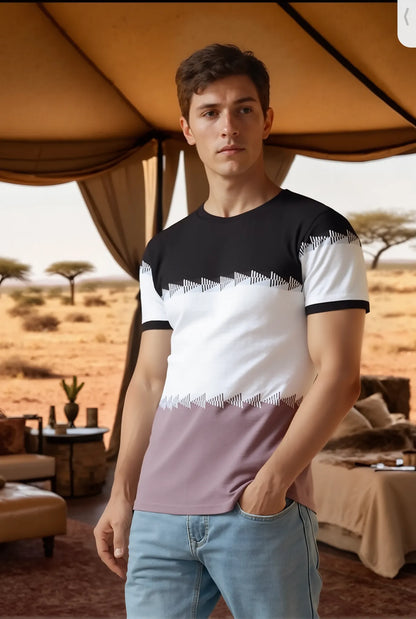 Textured Stripe Round Neck