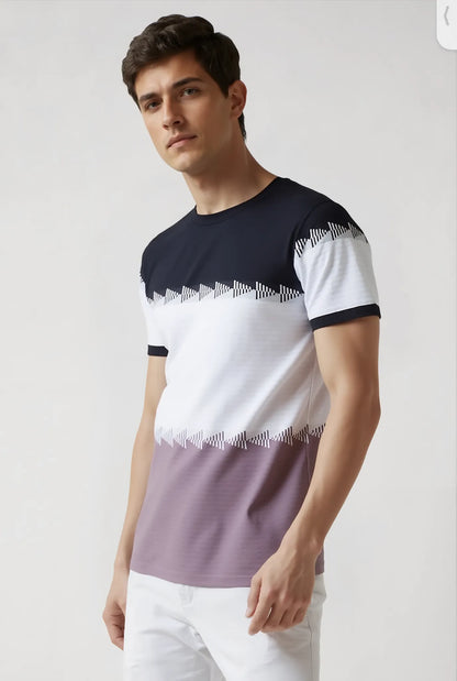 Textured Stripe Round Neck