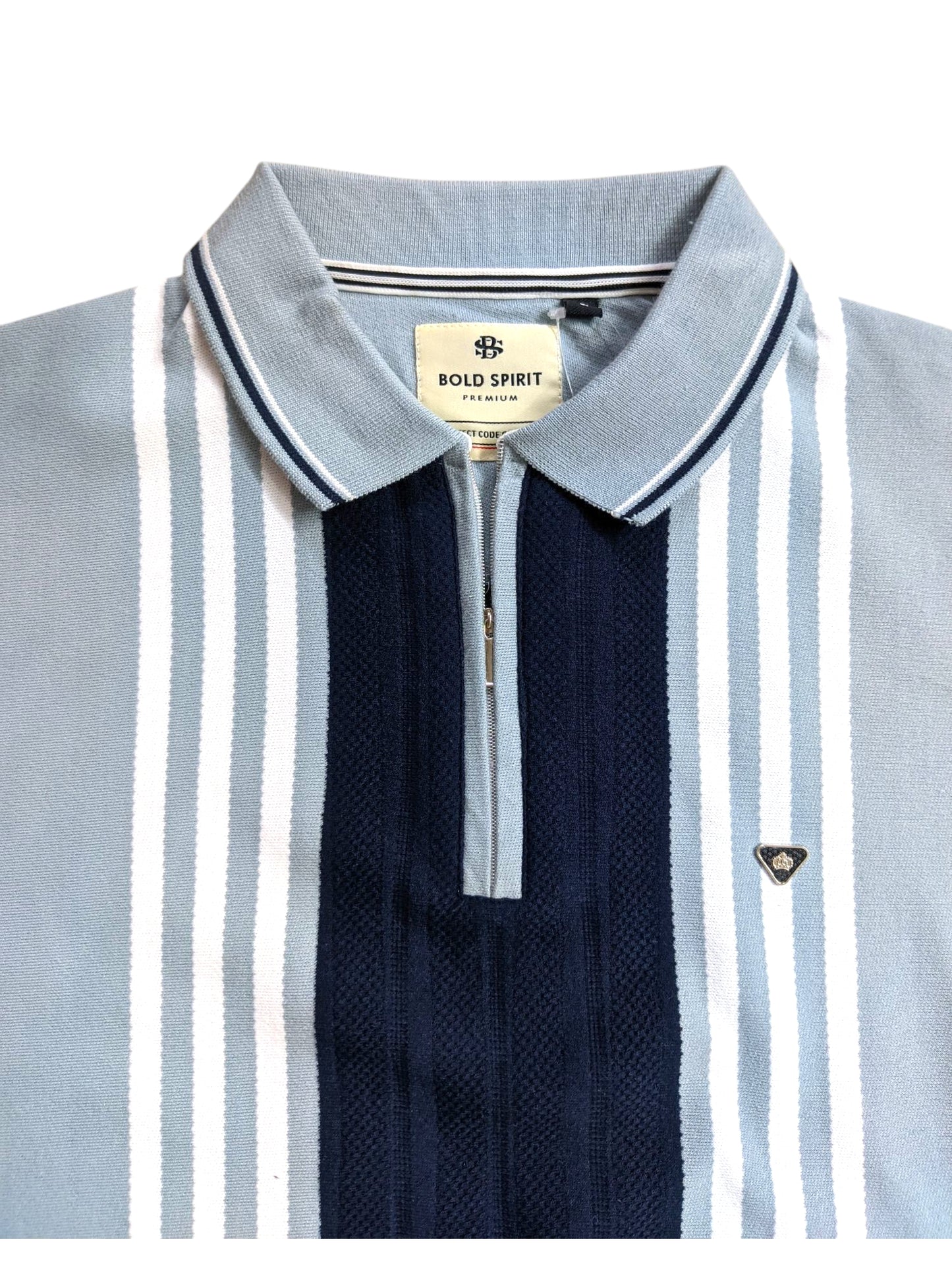 Textured Vertical Stripe Half Zip Polo