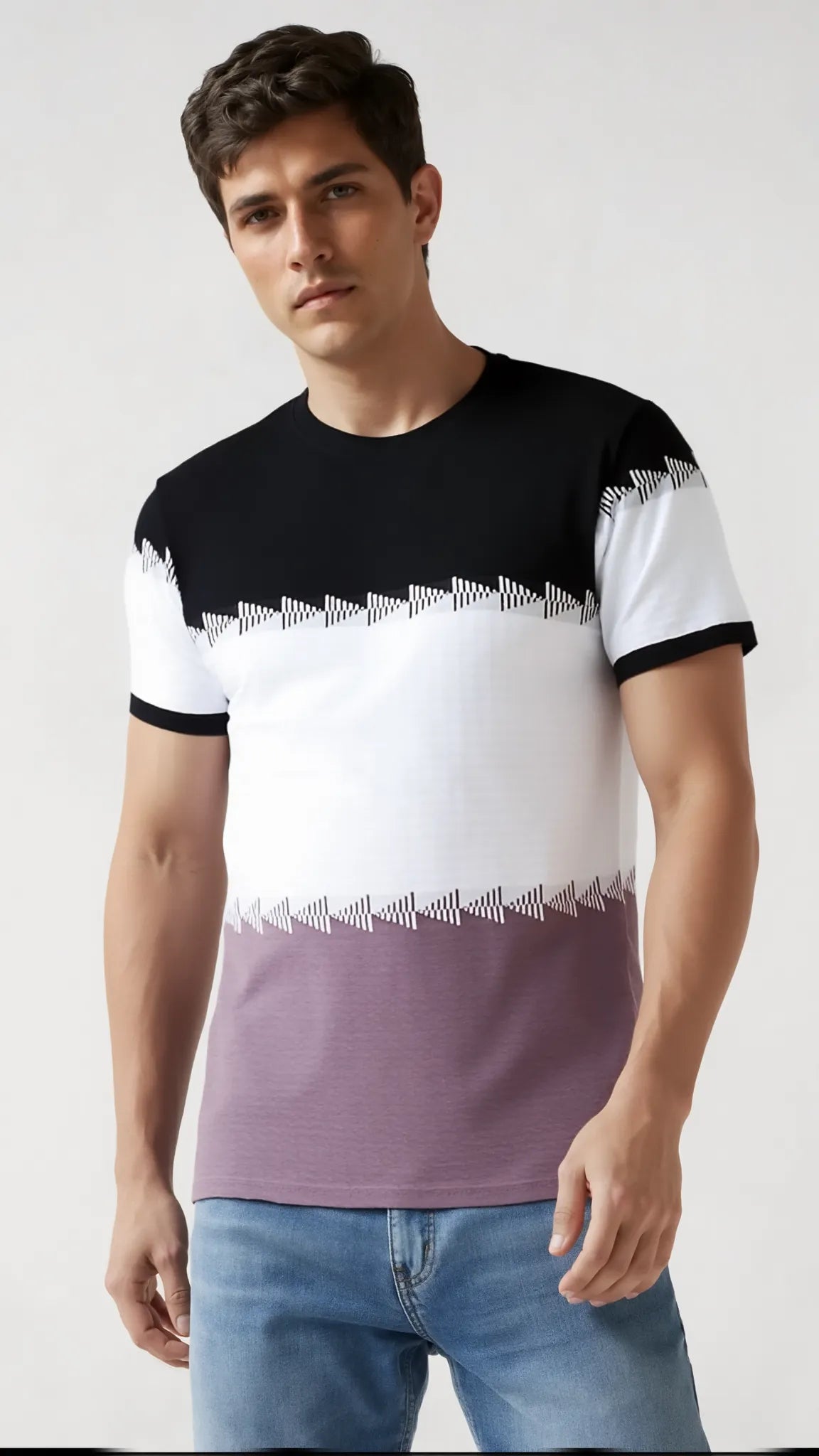 Textured Stripe Round Neck